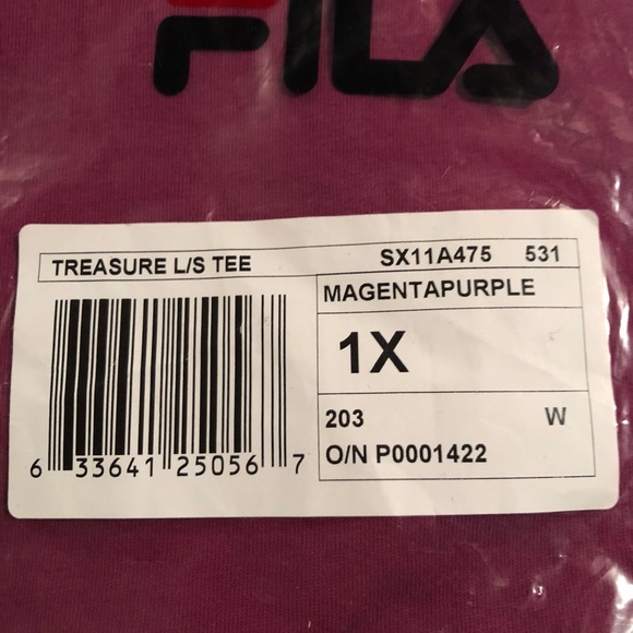 FILA LONG SLEEVE TEE SIZE: 1X - Picture 6 of 6